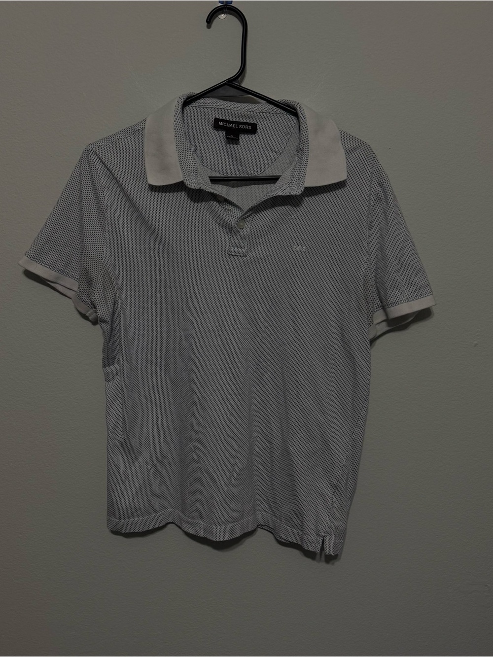 Michael Kors Men’s White & Light Gray Micro-Pattern Polo